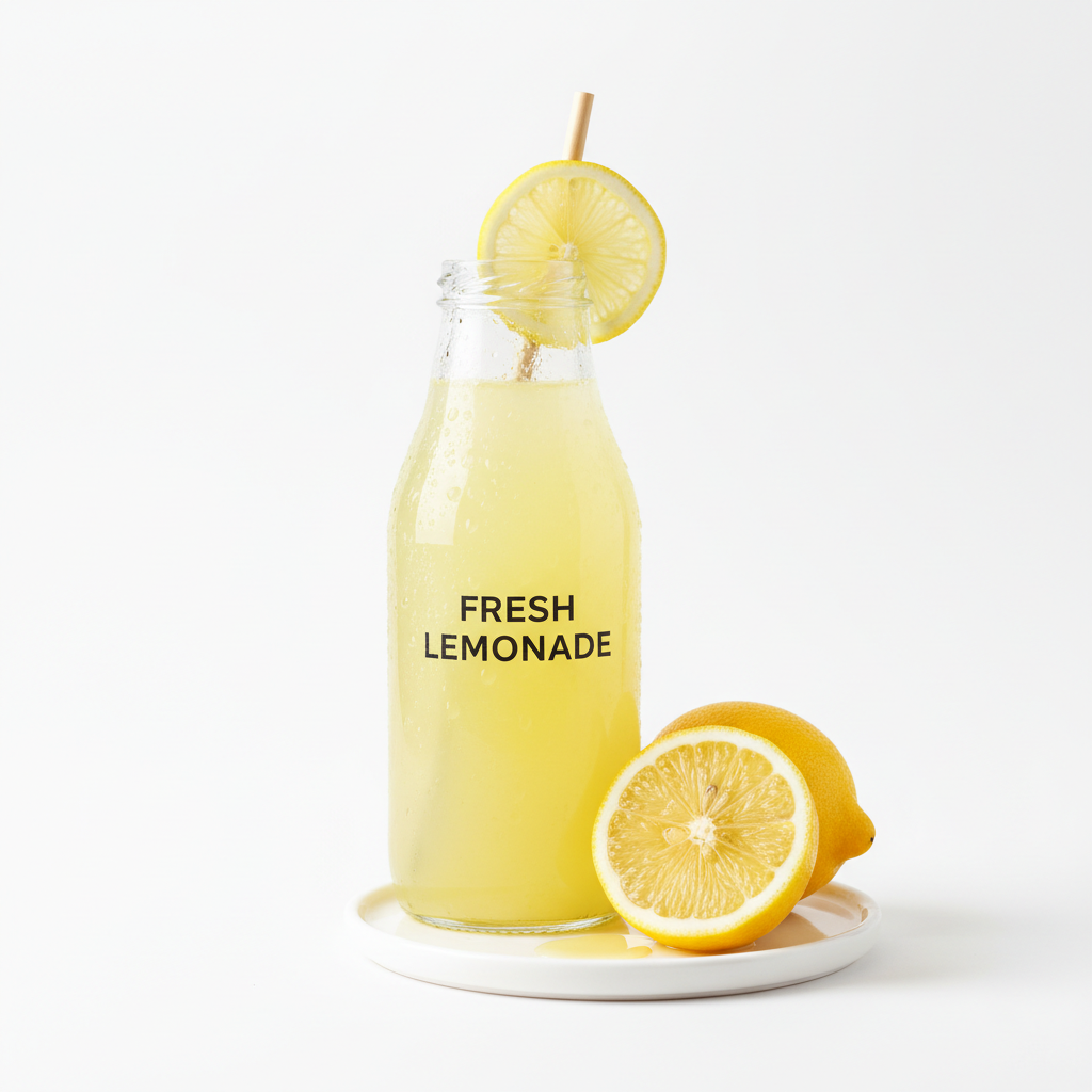 Lemon Juice bottle with sliced lemon