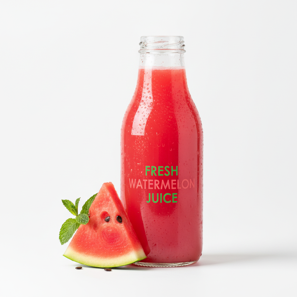 Watermelon Juice bottle with watermelon slice