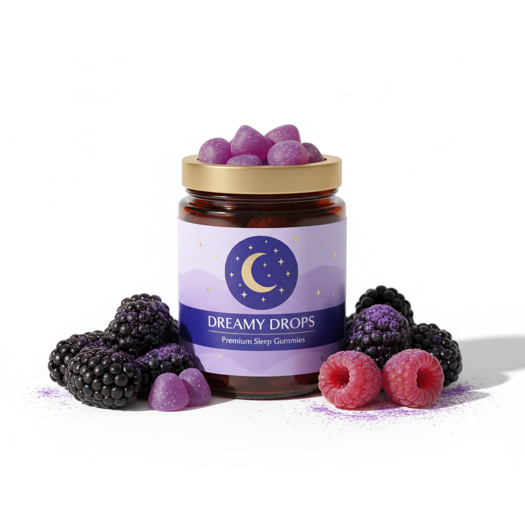 Deep Sleep Gummies with blackberries and raspberries