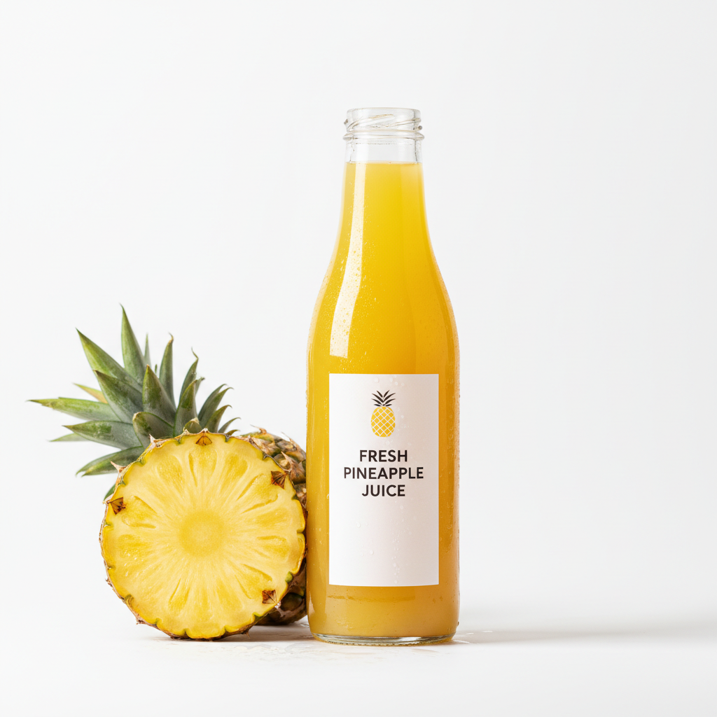 Pineapple Juice bottle with pineapple slice