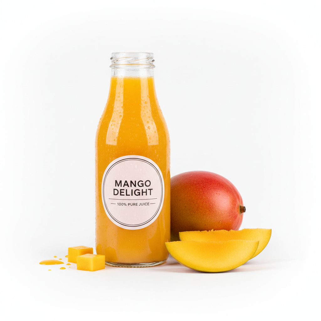 Mango Juice bottle with fresh mango
