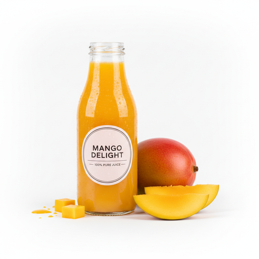 Mango Juice bottle with fresh mango