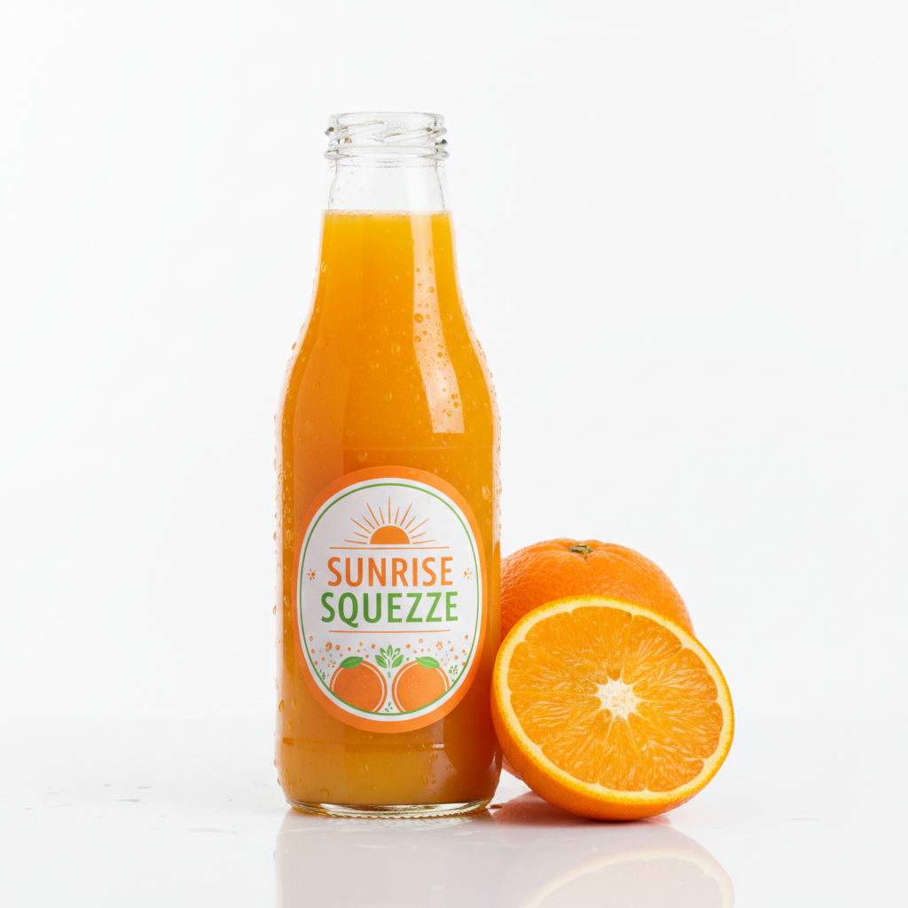 Orange Juice bottle with fresh orange slices