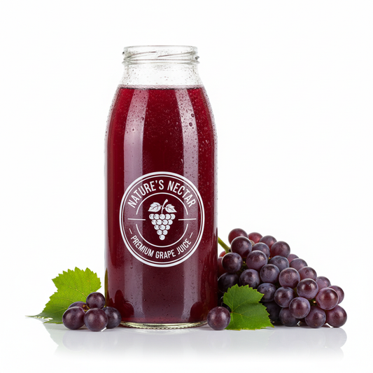Grape Juice bottle with bunch of grapes